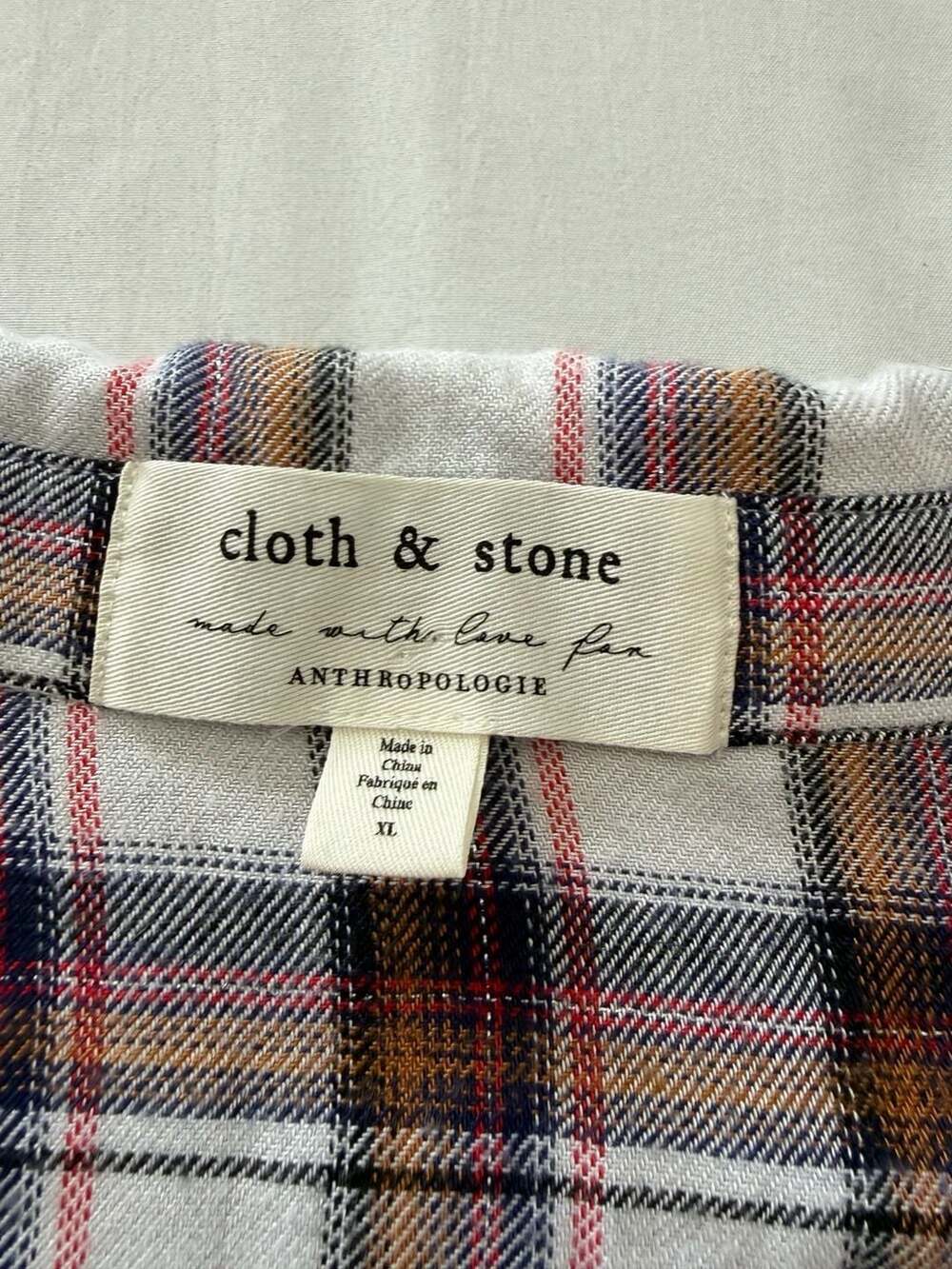 Cloth & Stone Anthropologie Plaid Metallic Lurex Button Down Shirt - Picture 4 of 7
